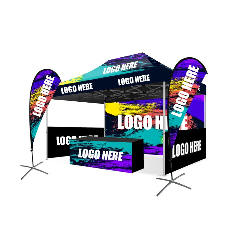 Customizable Commercial Outdoor Folding Pop Canopy Tent Logo Printing Waterproof Trade Show PVC Walls Aluminum Alloy Frame