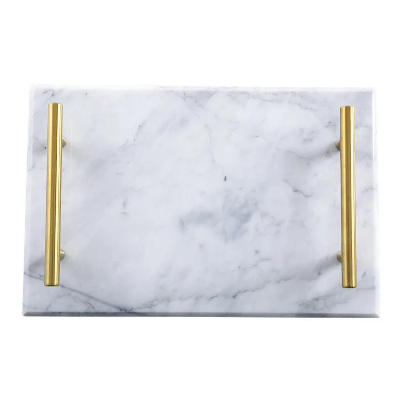 Chinese Factory Best Seller Tray Marble New Design Nordic Square Shape Marble Tray With Handles