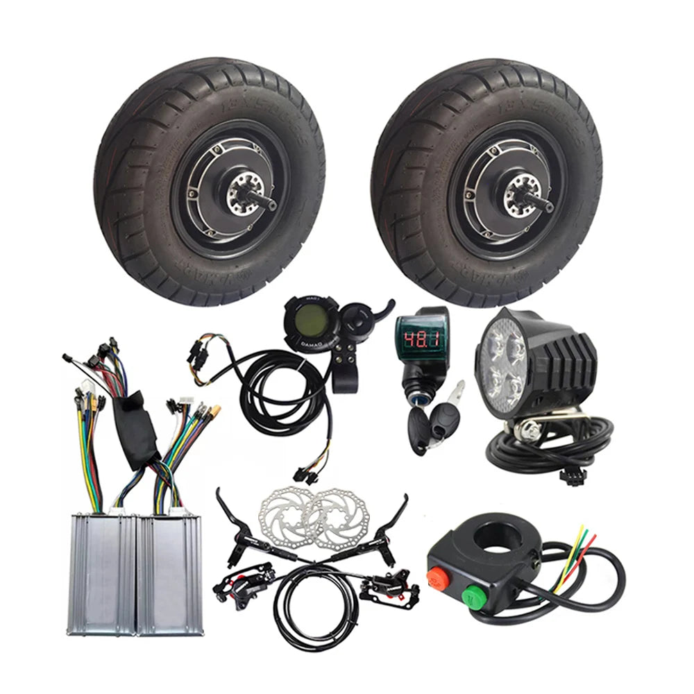 13x5.0-6.5 13 Inch Fat Tire 60V 72V 3000W 4000W Brushless Gearless Disc Brake Scooter Electric Dual Hub Motor Conversion Kit