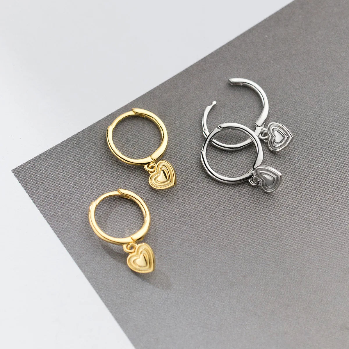 S925 Sterling Silver Sweet Heart Hoop Earring Simple 18K Gold Plated Earrings Fashion Jewelry Earrings Women