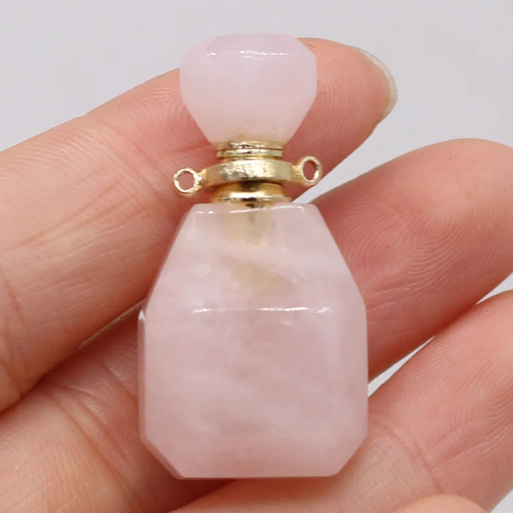Hongzhuo Wholesale Natural Rose Quartz Crystal Perfume Bottle Pendant Necklace Healing