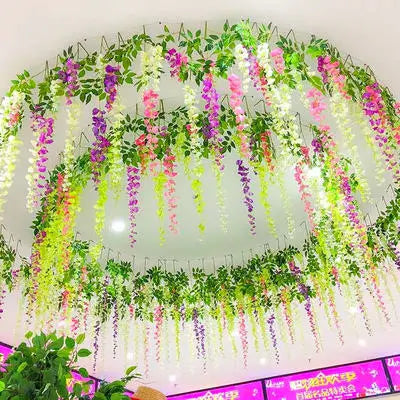 Wholesale Artificial Hanging Vine Hanging Silk Wisteria Flowers for Wedding Home Decor