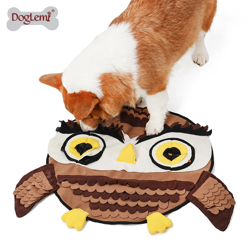 Luxury Eco-Friendly Owl Design Breathable Fleece Fiber Puzzle Sniffing Mat Cute Funny Snuffle Mat for Pet Dogs Modern Print dog mat