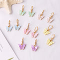 Boho butterfly Hoop Earrings Cute Korean Jewelry Girl Colorful Acrylic Insect Butterfly Dangle Earrings Necklaces for Women