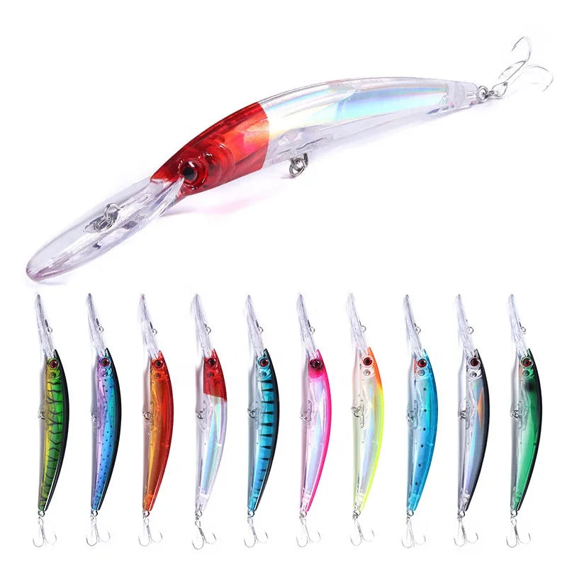 HENGJIA Big Size Heavy Bait  Fishing Minnow Wobbler Bait Artificial Plastic Deep Sea Big Game Lures