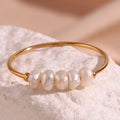 Dainty European and American fashion Fresh Water Pearl Stainless Steel Ring 18k Gold Plated Pearl Rings for Women
