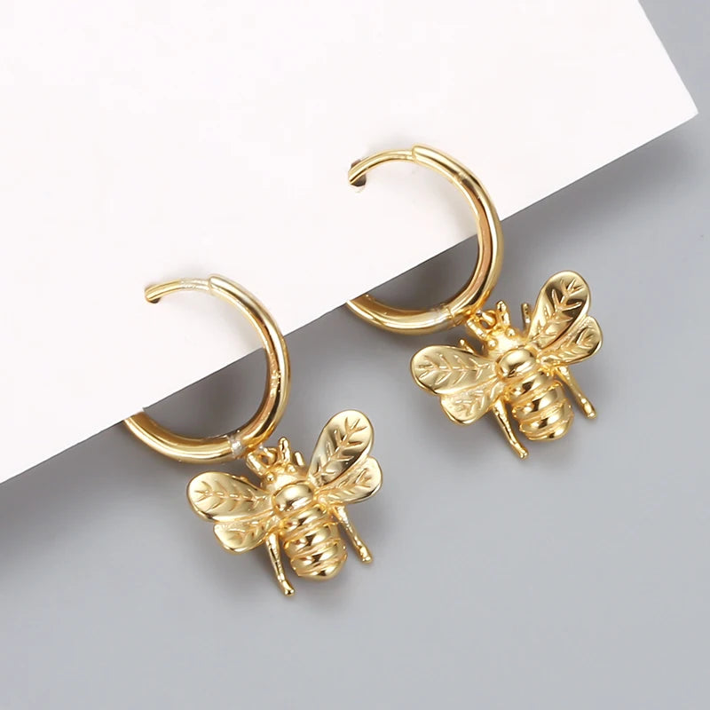 2024 Hot Sale Fashion Jewelry 925 Sterling Silver Animal Dangle Earrings Sets Bee Shell Shaped Summer Hoop Earrings Women