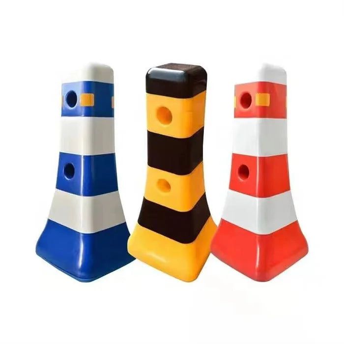 Blue White Plastic Traffic Road Warning Barrier Mushroom Pier Filled with Sand with Extendable Pole