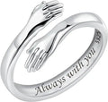 Rainbowking S925 Sterling Silver Forever with You Embrace Ring for Women Simple Fashion European American Style Wedding Ring