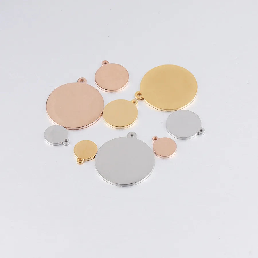 Personalized Blank Round Disc Pendant Custom Logo High Polished Stainless Steel Engraved Round Pendants