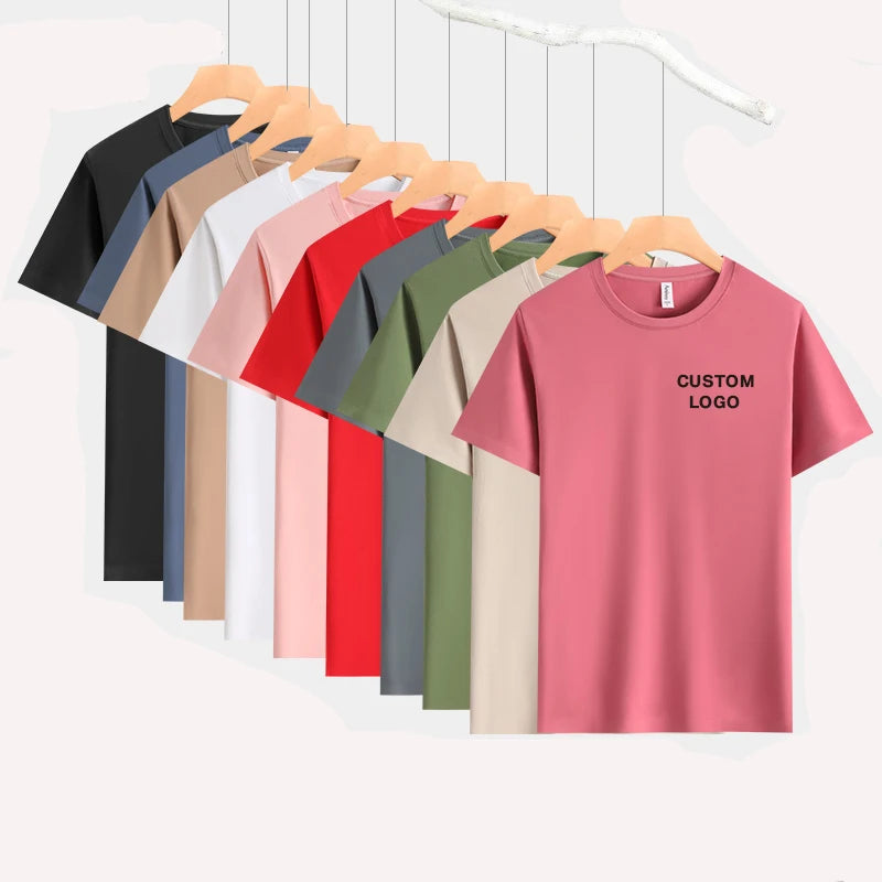 Custom Logo Printed Cotton O-Neck Regular Fit Eco-Friendly Quick Dry Anti-Wrinkle Black T-shirt Blank Men