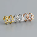 Dropshipping 925 Sterling Silver Irregular CZ Diamond Leaf Shape Gold Plated Hoop Earring Jewelry for Women