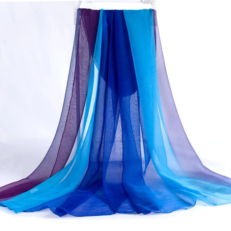 Spring and Summer Gradient Scarves Georgette Thin Gauze Scarves Body Dance Color Matching Medium Length Scarf