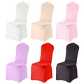 White Polyester Spandex Chair Covers Printed Pattern Stretch Slipcovers for Banquet Flat-Front Seats Wedding Party Chair Covers
