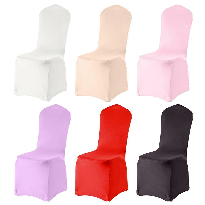 White Polyester Spandex Chair Covers Printed Pattern Stretch Slipcovers for Banquet Flat-Front Seats Wedding Party Chair Covers
