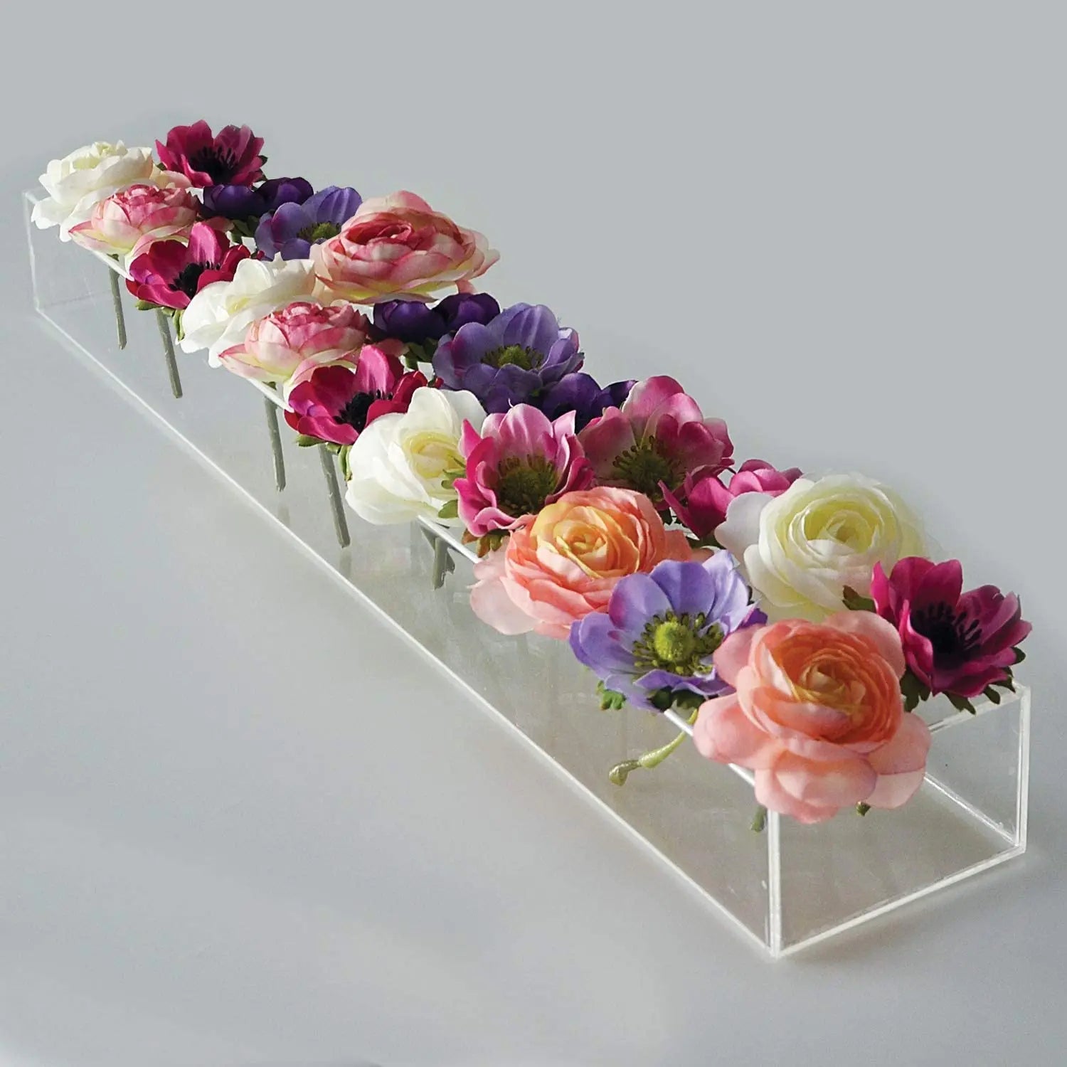 NewStar NS-AV-02 Traditional Rectangular Crystal Acrylic Vase for Weddings Hotels Home Decor 24 Inches Floral Transparent