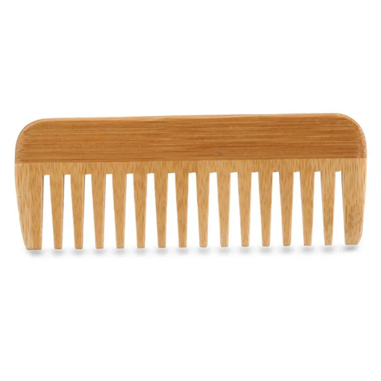Custom Private Label Wide Tooth Comb Natural Bamboo Beard Comb for Men