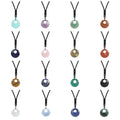 Good Quality Wholesale 30MM Cion Shape Natural Gemstone Crystal Pendants Necklace With Hand Woven Nylon Black Rope Chain