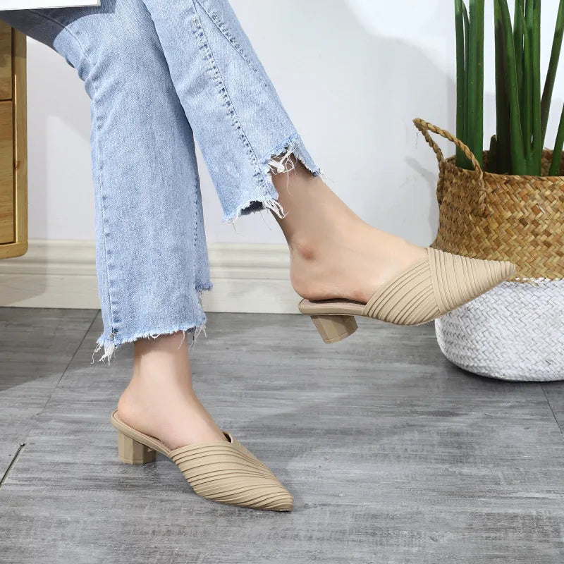 The New Pointed Toe Baotou Wedge Heel Outer Wear Casual Ladies Jelly Sandals  QL001