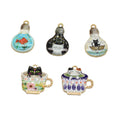 Cup Cat Enamel Charms  for Jewellery Making Craft Supplies Bracelet Earring Necklace Keychain Pendant