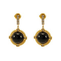 French Retro Obsidian 18K Gold Stainless Steel Earrings Jewelry for Women