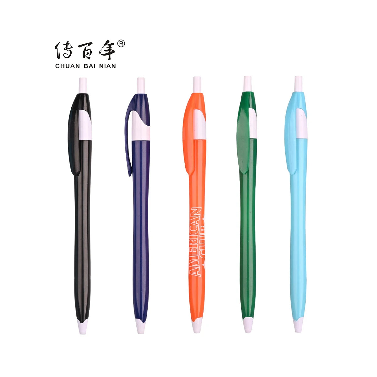 Hot Selling Cheap Promotional Colorful Click Javelin Style Plastic Ballpoint Pen With Custom Logo