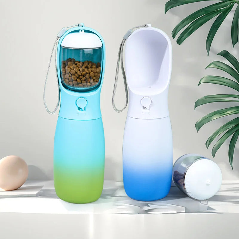 Pet Outdoor 300ML 550ML Travel Pet Water Bottle and Feeder Bowl 2 in 1 Water and Food Bottle for Pet