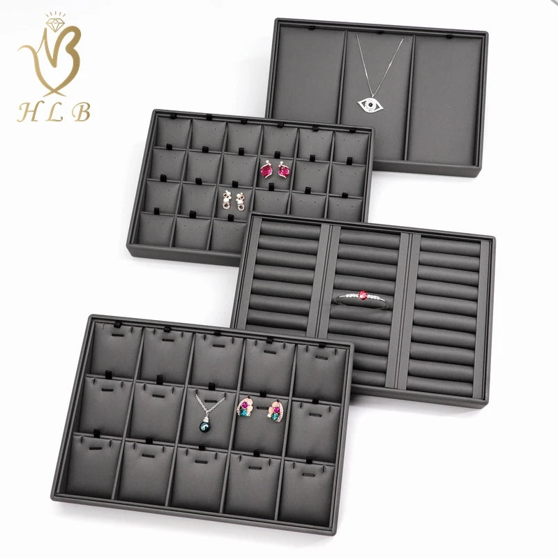 Luxury Stackable Jewellery Display Trays Display Ring Earrings Bracelet Necklace Pu Leather Jewelry Tray