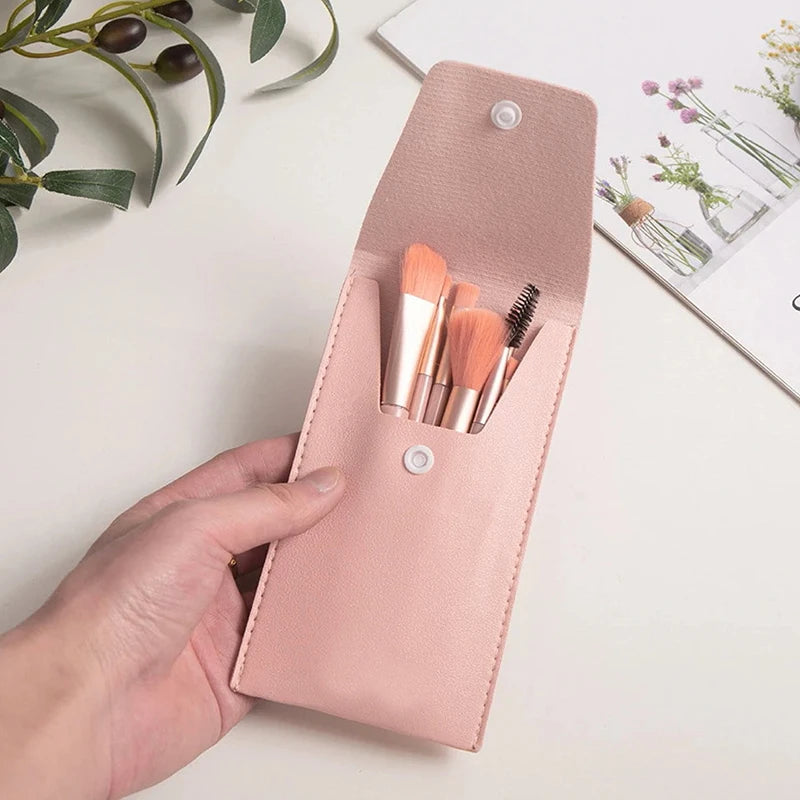 Custom Logo Luxury Pu Eyebrow Pencil Set Bags Lambskin Eyeliner Pouches With Button