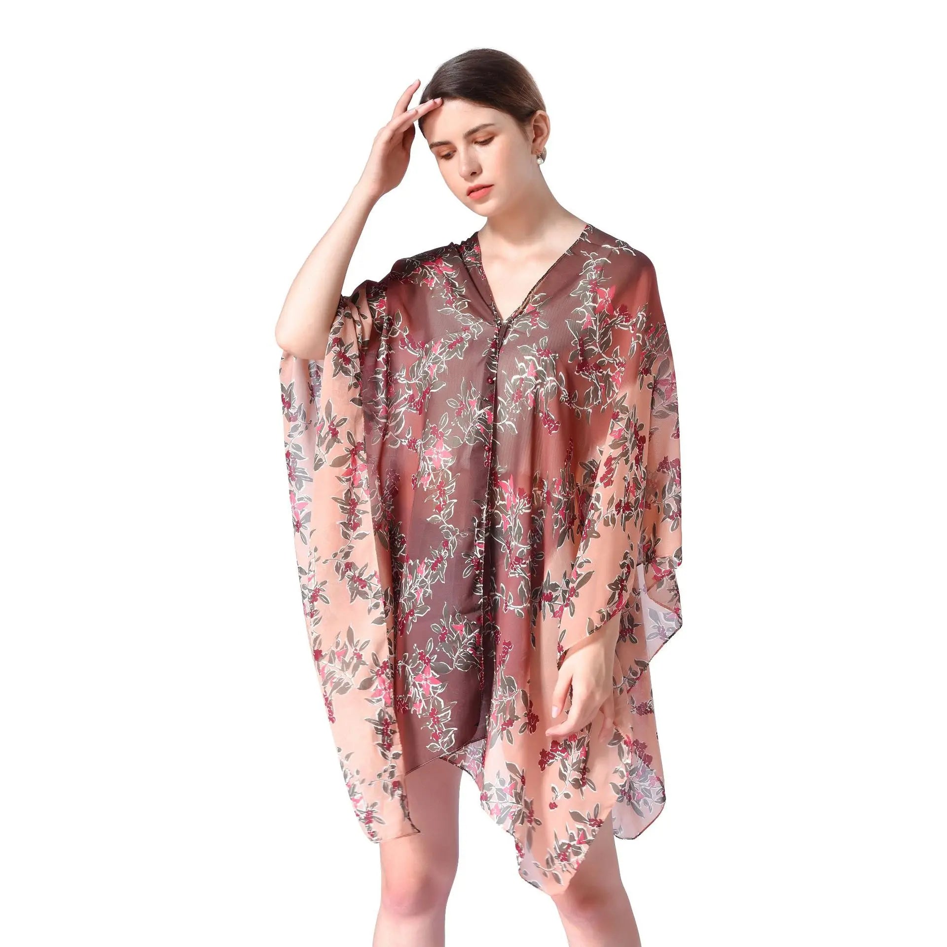 2023 Summer New Pearl Pin Light Chiffon Shawls for Women Luxury Seaside Outdoor Sunscreen Printed Beach Shawls