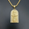 Duyizhao Stainless Steel Gold Plated Diamond Inlaid Jesus Christ Cross Pendant Necklace Retro Jesus Pendant
