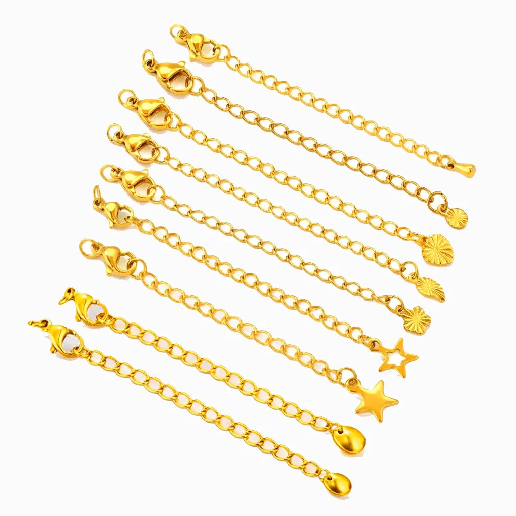 DIY Stainless Steel Color-Resistant Jewelry Accessories 3mm Belt Chain Tail Extension for Necklaces Bracelets Lobster Buckle