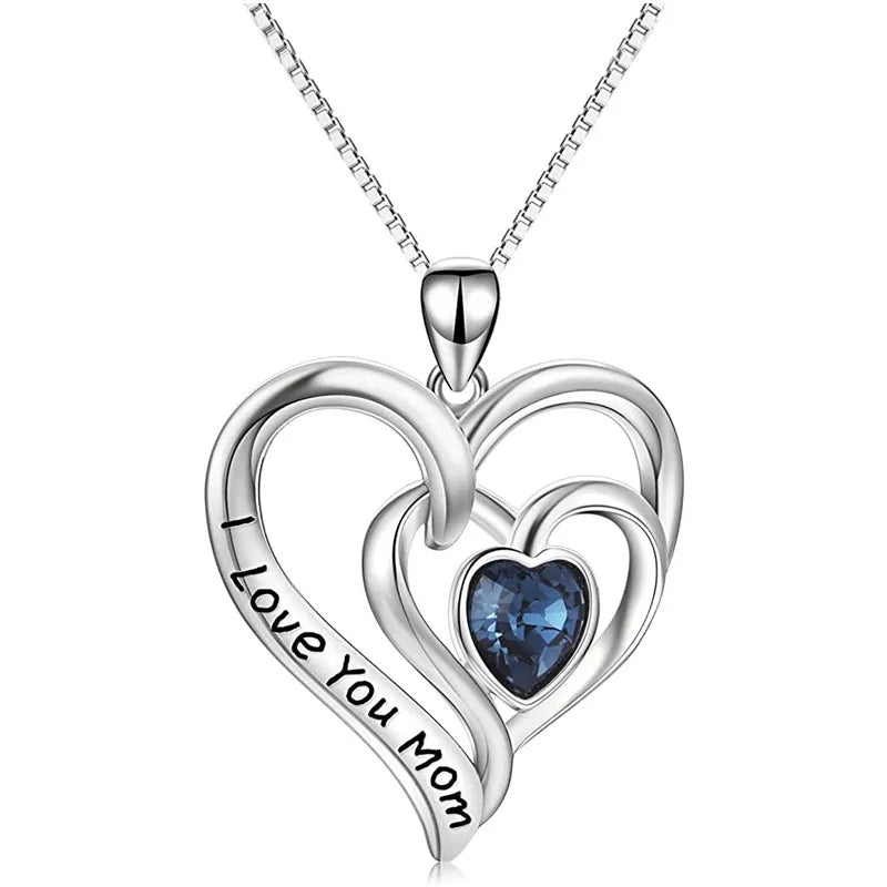 Huitan Simple Heart Design Silver Plated Jewelry Blue Imitated Diamond Necklaces OEM Cheap Hot Selling Jewelry Pendant Necklaces