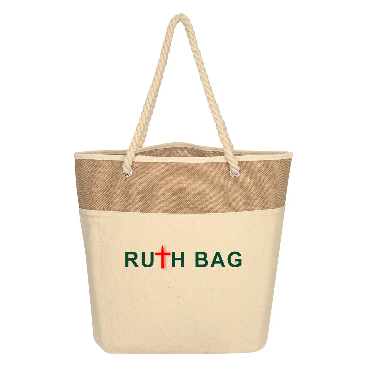Eco-Friendly Customised Reusable Linen Cotton Burlap Beach Tote Bag Natural Jute Inner Laminated Rope Handle Women's Shopping