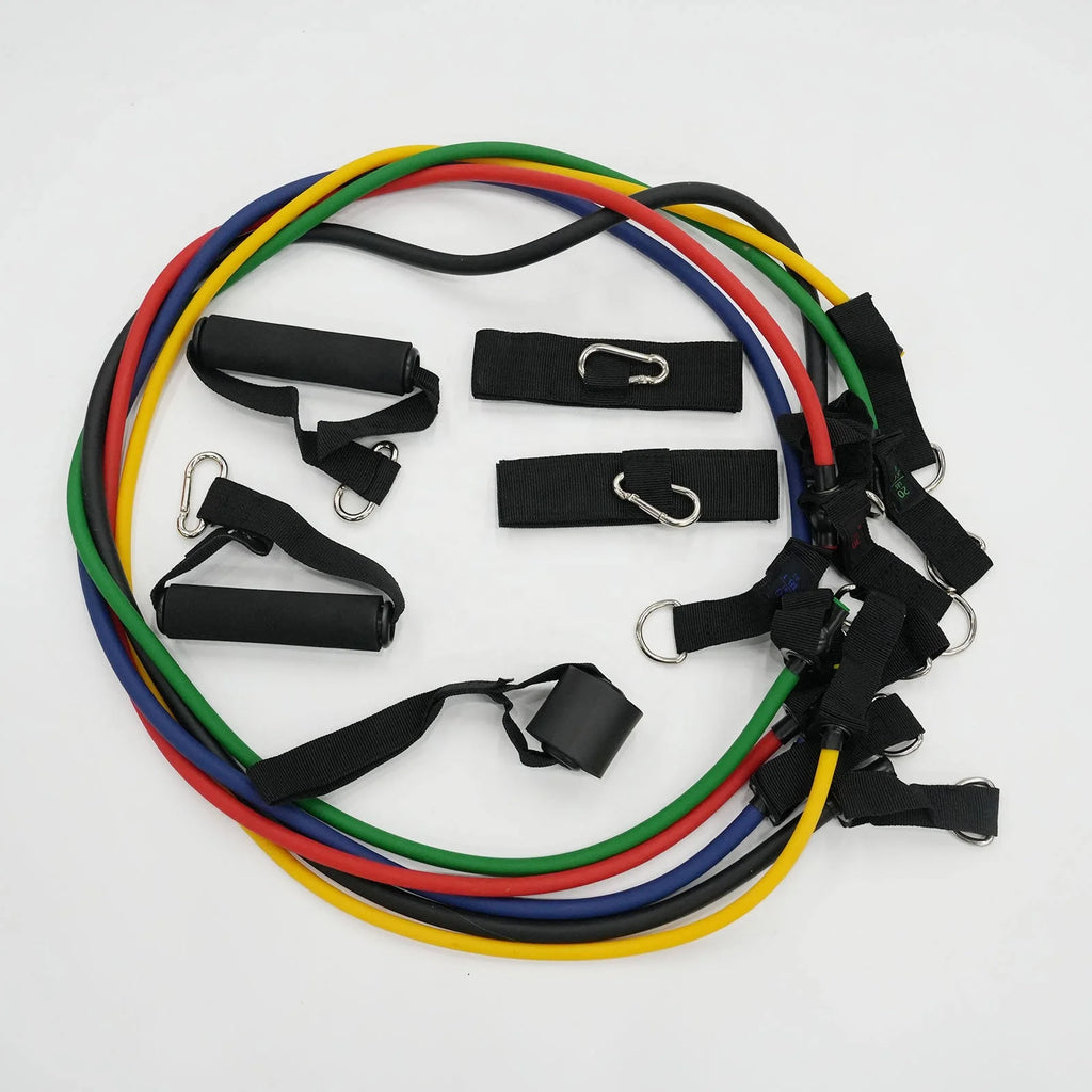 11pcs Pull Rope Fitness Elastic Tube Strips Set for Strength Training Resistance Bands 110cm Length Latex Material