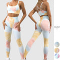 Women's Beautiful Back Slimmer Sports Bra Peach Butt Fitness Pants Seamless Yoga Suit Tie Dye Print Gym Gymnasium Workout Sports