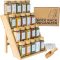 Multi-Layer Spice Rack Kitchen Tabletop Wooden Ladder Organizer Dinnerware Holder and Cleaning Tool Storage Jar Rack