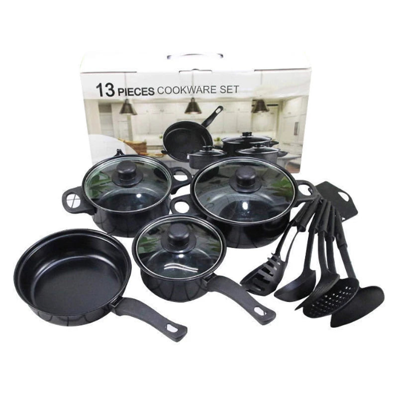 Cheap Manufactures 13 Pcs Kichen  Nonstick Cast Iron Cooking Set Pots Non Stick Cookware Set