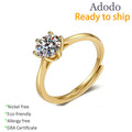 Adjustable Open Jewelry Accessories Wholesale 925 Silver 18K Gold Plating Six-claw Fashion Moissanite Ring Wholesale for Women