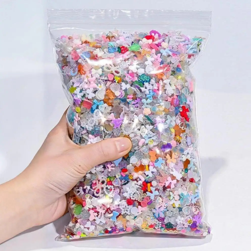 50g Mix Flower/Heart/Bear Nail Decoration Resin Kawaii Cute Bowknot Nail Rhinestones Y2K Butterfly Manicure Accessories Supplies