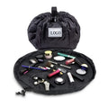Custom Polyester Makeup Drawstring Cosmetic Bag Logo Folding Flat Lay Fashion Drawstring Bag for Daily