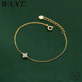 Customized 925 Sterling Silver Ladies Bracelet Trendy Romantic Party Jewelry Gold Plated Sweet Clover Flower Zircon for Gifts
