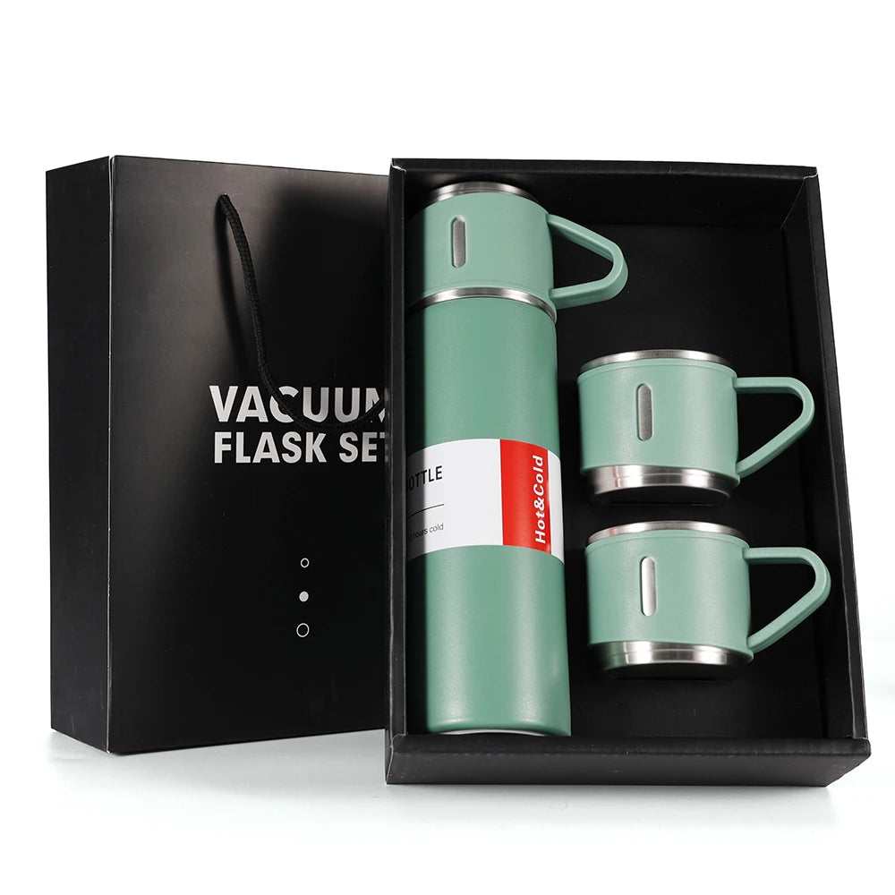Best Gift Vacuum Flask Double Wall Stainless Steel Water Bottle Keep Hot Water Bottle with Three Lid