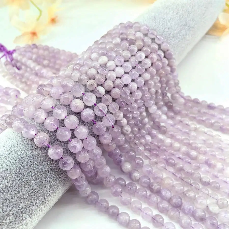 Quality Natural Lavender Amethyst Bead 6/8/10/12mm Purple Crystal Gemstone Smooth Round Bead for DIY Jewelry Making Accessories