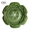 Ohere Luxury Handmade Green Cabbage Charger Plate Dinnerware Set Tableware Ceramic Side Plate for Weddings&Rentals& Events