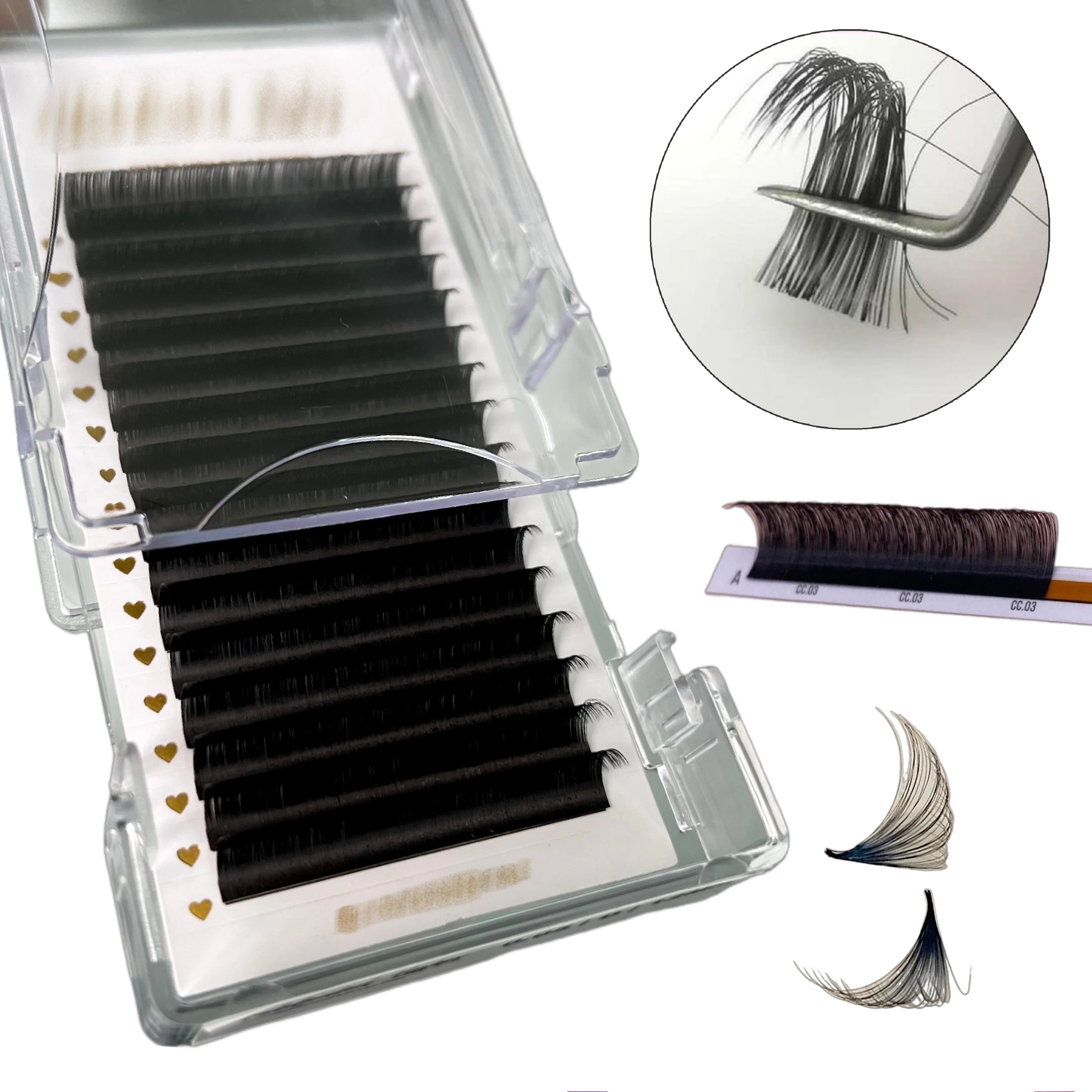 Customized Package Lash Trays Individual Lashes Silk Faux Mink Eyelash Extensions C CC D DD L M Curl Cashmere Lash Extensions