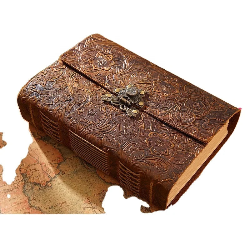 Printing Planner Supplies 5 Minute Vintage Blank Paper Organizers Customized logo Genuine Leather Notebook