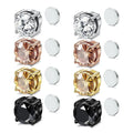 Non Pierced Zircon Clip on Earring 6mm 8mm Round Diamond Magnetic Suction Ear Bone Nail Earrings