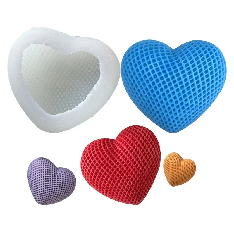 OEM/ODM White Silicone Mold Heart-Shaped Weave Resin Epoxi Mold 2inch/3inch/4inch/6inch Sizes Boxed Packaging