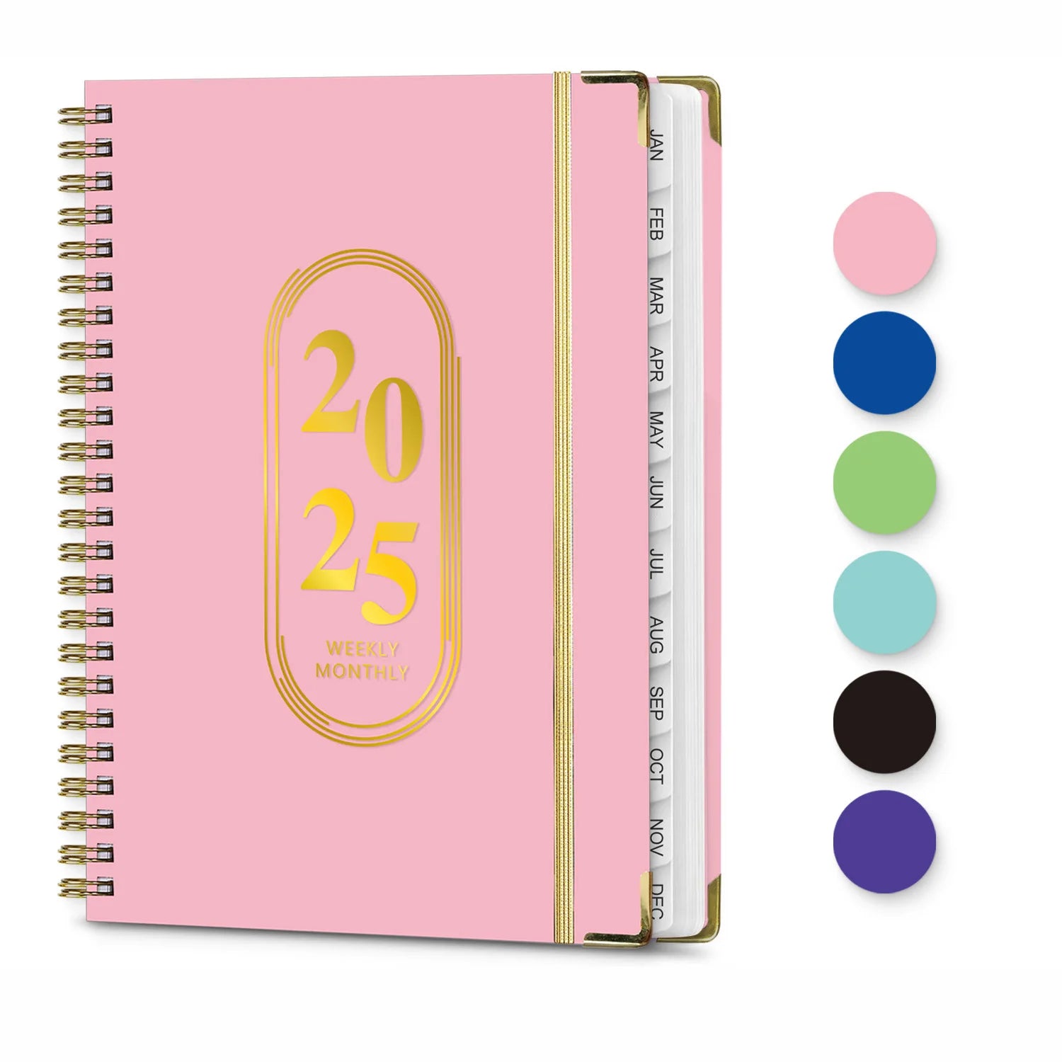 2025 Exclusive A5 Spiral Planner Notebook with Elastic Band   English Schedule Journal for Work and Fitness